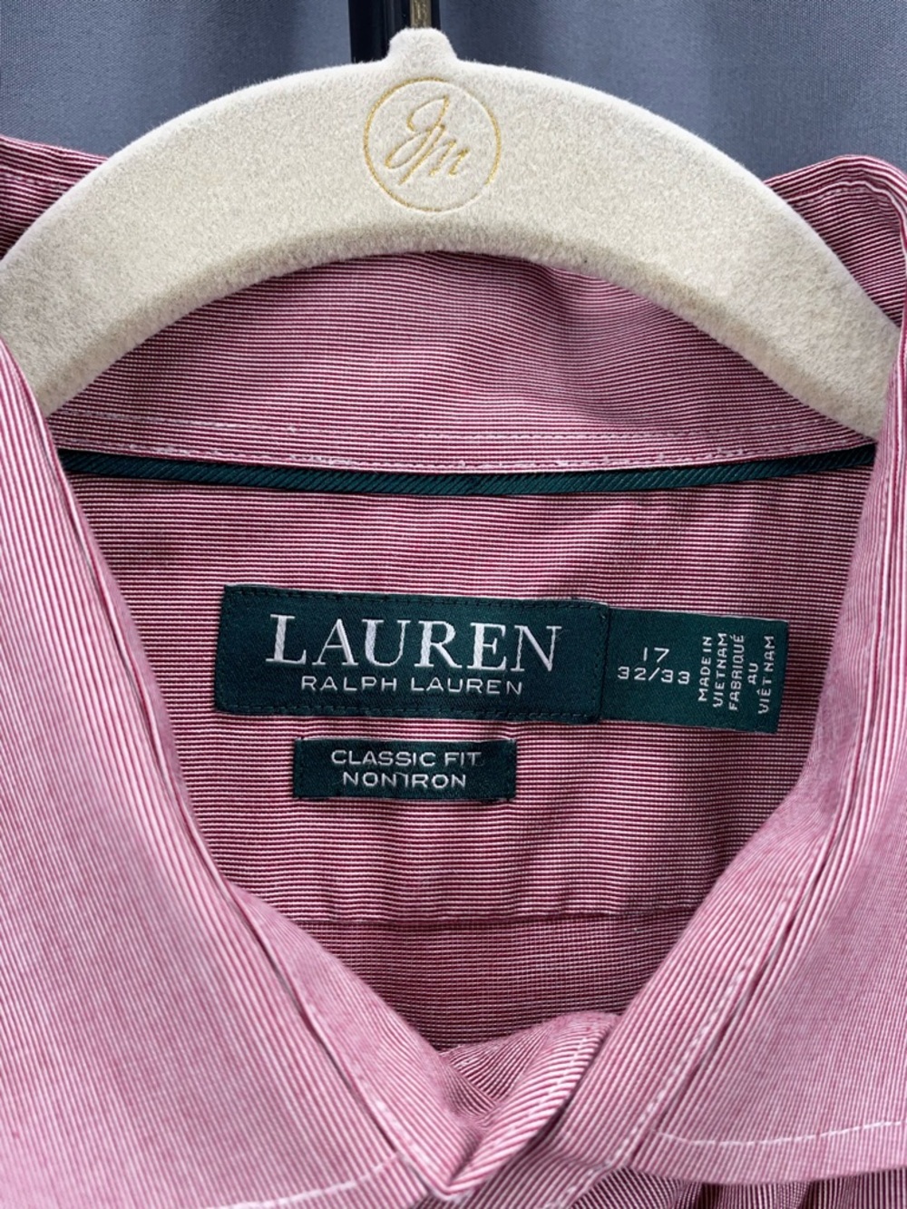 Lauren Ralph Lauren Pink Stripe Dress Shirt 17 32/33 — Professional Classic NWT - Picture 5 of 9